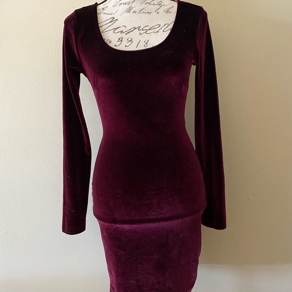 Akira Velvet Maroon Backless Dress
